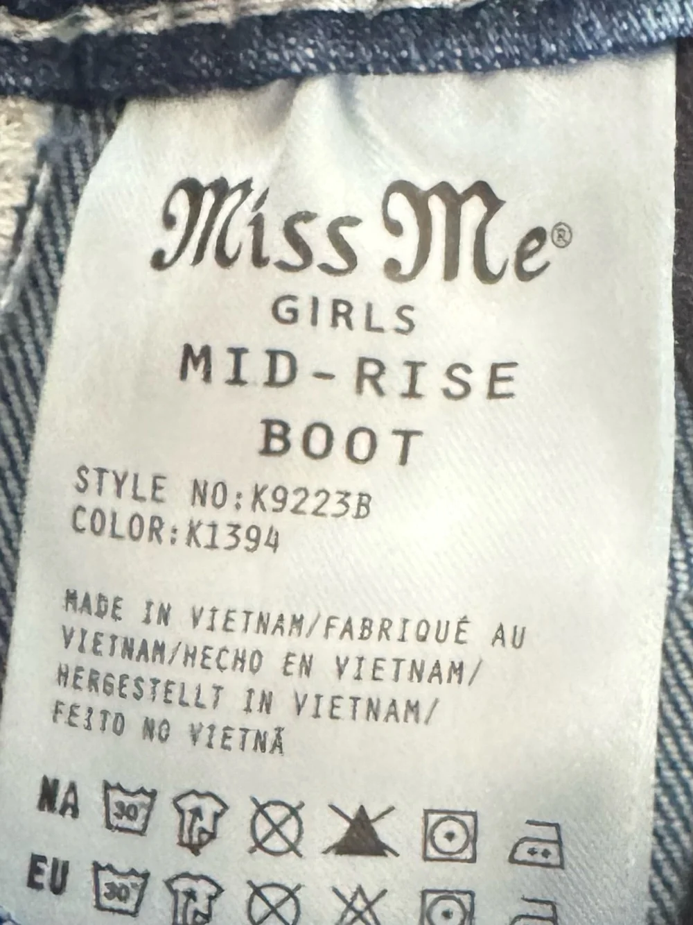 Miss Me Girls Dark Blue Boot Cut Jeans Embroidered Sequin Pocket Size 8 - Picture 4 of 8